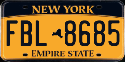 NY license plate FBL8685