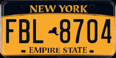 NY license plate FBL8704