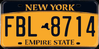 NY license plate FBL8714