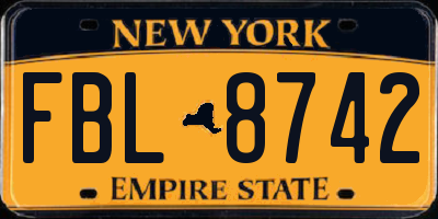 NY license plate FBL8742
