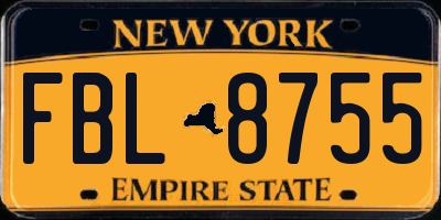 NY license plate FBL8755