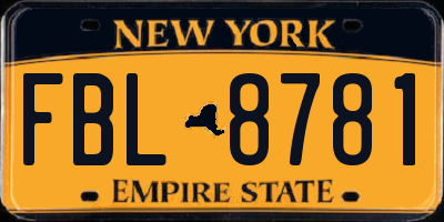 NY license plate FBL8781
