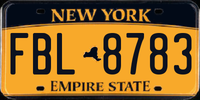NY license plate FBL8783