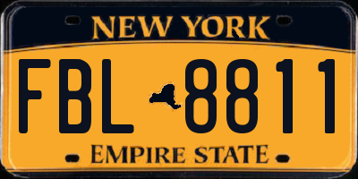 NY license plate FBL8811