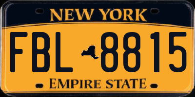 NY license plate FBL8815