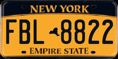 NY license plate FBL8822