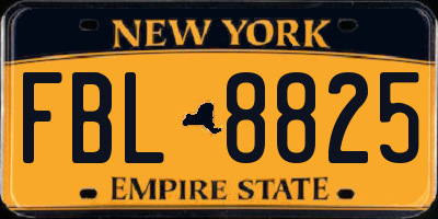 NY license plate FBL8825