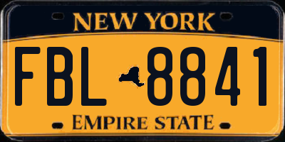 NY license plate FBL8841