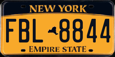 NY license plate FBL8844
