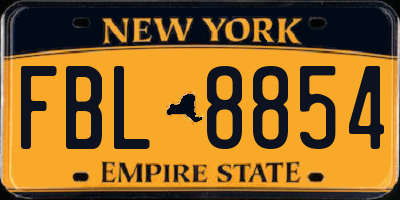 NY license plate FBL8854