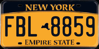 NY license plate FBL8859
