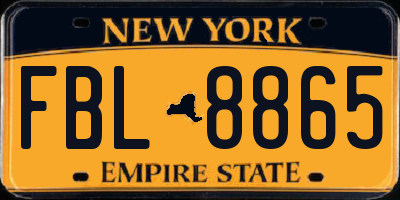 NY license plate FBL8865