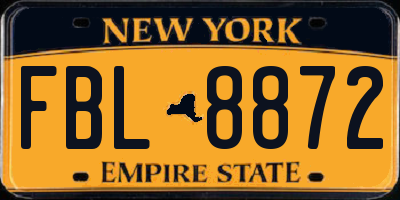 NY license plate FBL8872