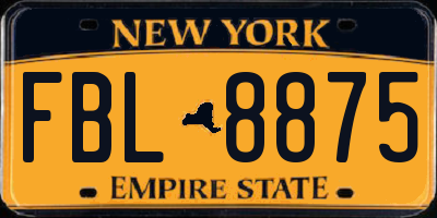 NY license plate FBL8875
