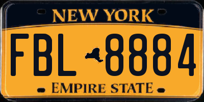 NY license plate FBL8884