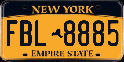 NY license plate FBL8885