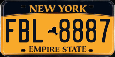 NY license plate FBL8887