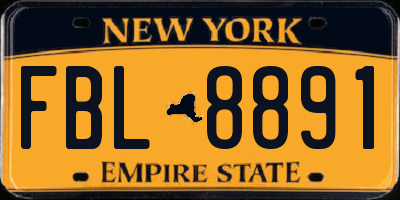 NY license plate FBL8891
