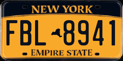 NY license plate FBL8941