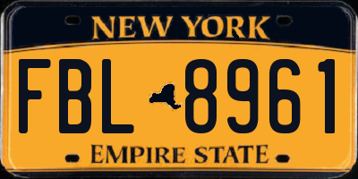 NY license plate FBL8961