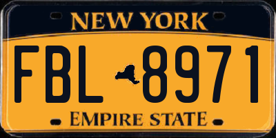 NY license plate FBL8971