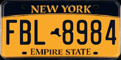 NY license plate FBL8984
