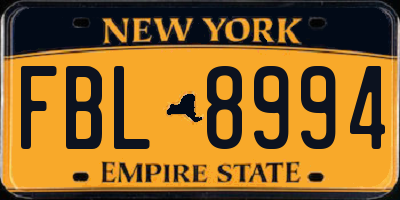 NY license plate FBL8994