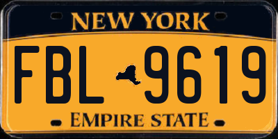NY license plate FBL9619