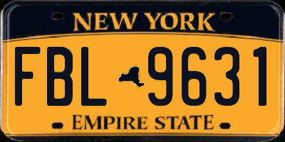 NY license plate FBL9631