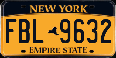 NY license plate FBL9632