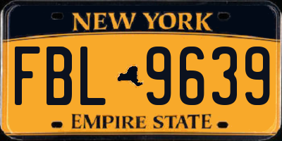 NY license plate FBL9639