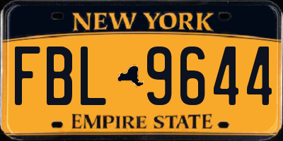 NY license plate FBL9644