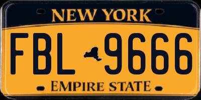 NY license plate FBL9666