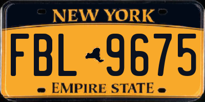 NY license plate FBL9675