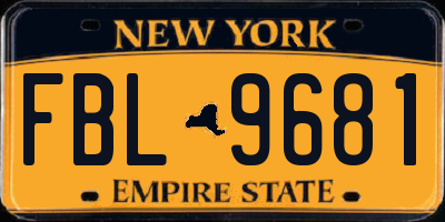 NY license plate FBL9681