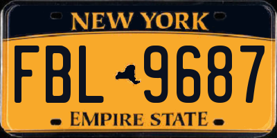 NY license plate FBL9687