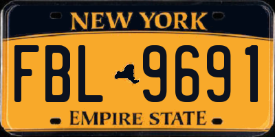 NY license plate FBL9691