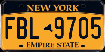 NY license plate FBL9705