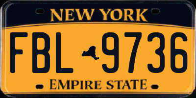 NY license plate FBL9736