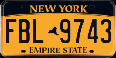 NY license plate FBL9743