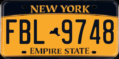 NY license plate FBL9748