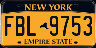 NY license plate FBL9753