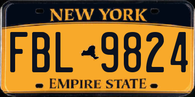 NY license plate FBL9824
