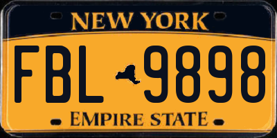 NY license plate FBL9898