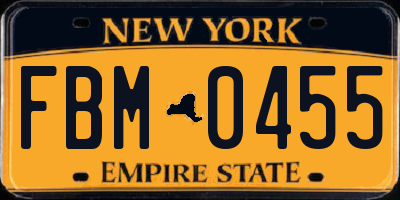 NY license plate FBM0455