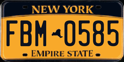 NY license plate FBM0585