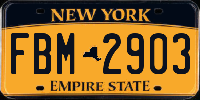 NY license plate FBM2903