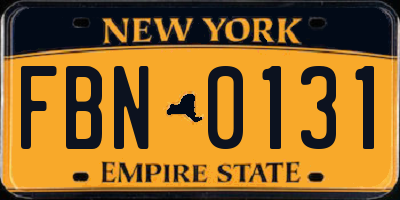 NY license plate FBN0131