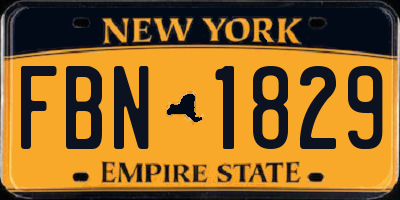 NY license plate FBN1829