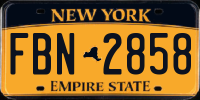 NY license plate FBN2858